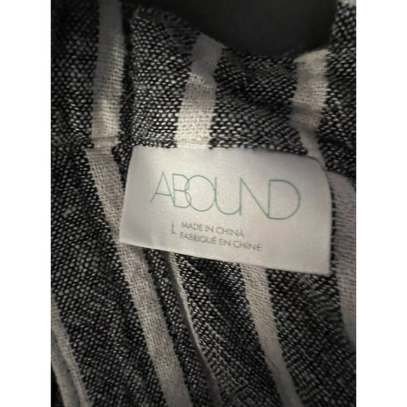 Abound Romper Shorts Women's Large Gray White Stripes Straps Open Back Pockets T - Picture 11 of 14